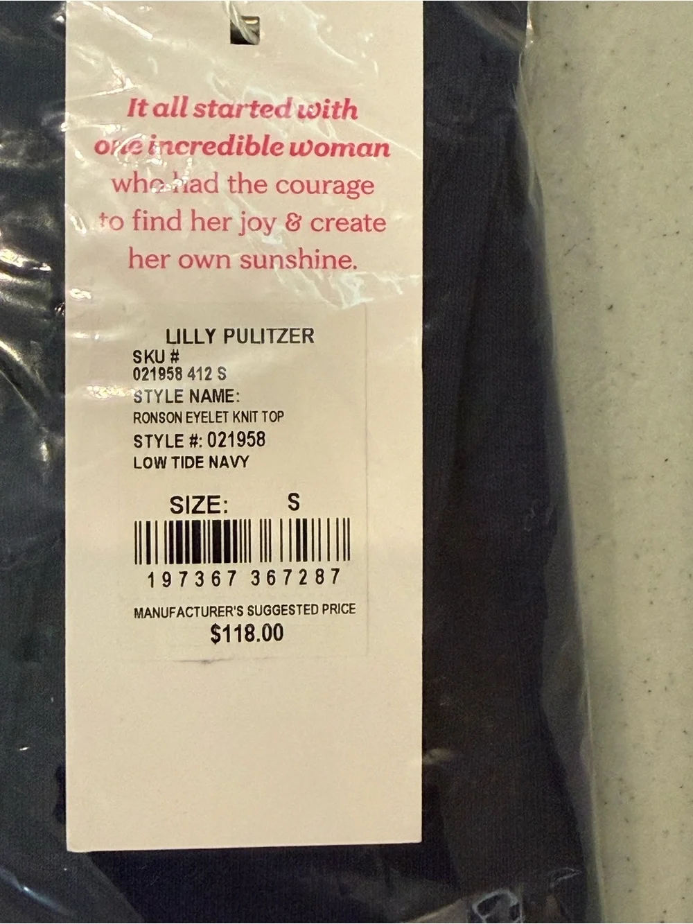 Lilly Pulitzer Ronson Eyelet low tide Navy Puff-Sleeves Top NWT